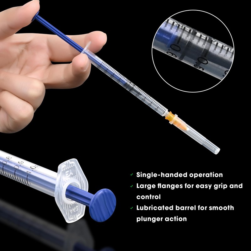 100pack 1ml Luer Lock Lab Syringe with 25 Guage 1