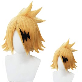 [二番目の城] 耐熱コスプレウィッグ 稲妻髪飾り付 僕のヒーローアカデミア 上鳴電気 パーティー 変装 コスチューム cos wig +おまけ2点