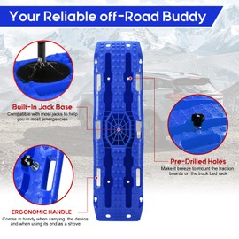Recovery Traction Boards，42”LX12”W Recovery Tracks w/Jack Base, Tire Traction Ramps Mats w/ 4Pcs Mounting Kit, Car Traction Boards for 4x4 Accessories Off Road 4WD SUV Truck-Mud, Sand, Snow