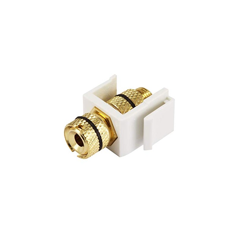 Monoprice 108434 Keystone Jack/Banana Jack with Black Ring - White