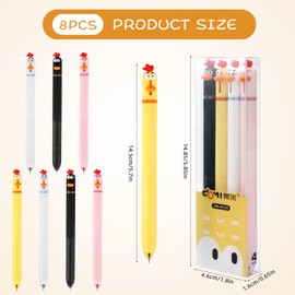 Travone 8 Pcs Funny Chicken Gel Pens Kawaii Novelty Retractable Cartoon Pens 0.5mm Black Ink Cute Animal Writing Pens for Women School Office Supplies Gift