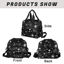 Lunch Bag for Kids Women Men - Reusable Lunch Box with Shoulder Strap, Insulated Meal Tote Bag Leakproof Cooler Bag for Work School Office Picnic, Universe Planet Galaxy