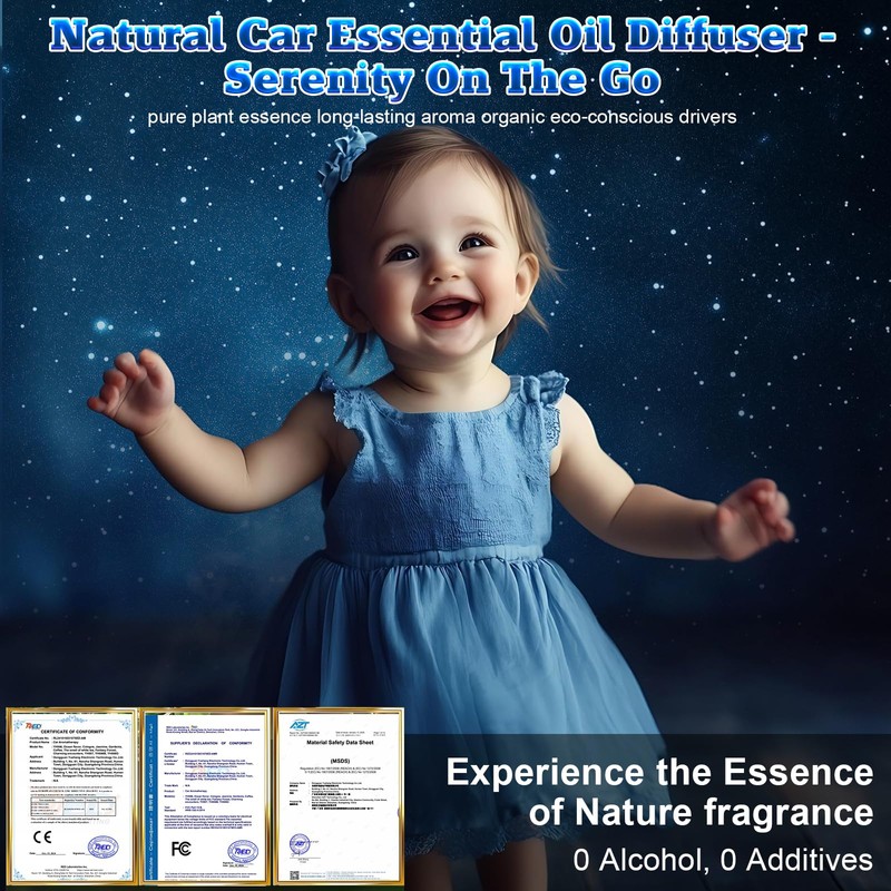 Smart Car Air Freshener Diffuser - 270-Day Long-Lasting Essential Oil