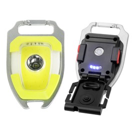 BY-J LED Small Flashlight, Snap-on Key Chain Light, COB Multi-Function Mini Work Light, 600 Lumens Rechargeable, 7 Lighting Modes with Fire Starter, Seat Belt Cutter, Screwdriver, Whistle, Yellow