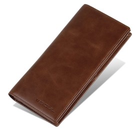 VISOUL Men's Bifold Long Wallet, IC Card Storage, No Coin Purse, Large Capacity, Ultra-thin, Italian Leather, Luxury Cowhide Leather, Bi-Fold Wallet, Genuine Leather, Made by Leading Leather Artisans,