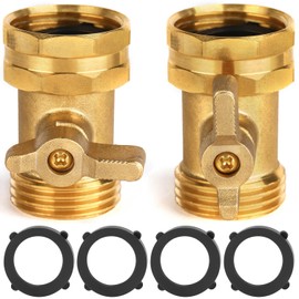 BILAL 2 Pack Garden Hose Shut Off Valve - Extended Handle - 3/4" Heavy Duty Solid Brass Hose Connector Water Shut Off Valve Hose Shutoff Valve with 4 Pcs Hose Washers
