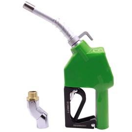 BORRITT 3/4" Inch NPT Green Fuel Nozzle,Automatic Shut Off Heavy Duty W/360° Hose Swivel Gas Fuel Transfer Pump Nozzle,304 13/16" Spout nozzle bushing,Copper Valve,Hook,16 gpm Flow Rate For Gas,Diesel