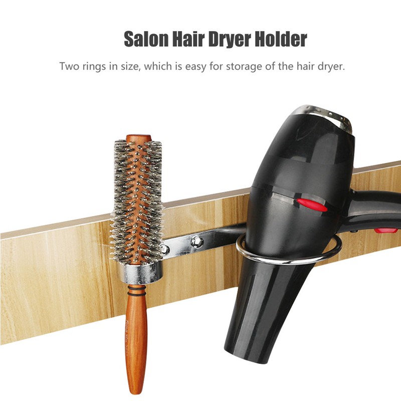 Salon Galvanized Stainless Steel Hair Dryer Holder Hands Free Comb