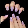 Metal Chrome Soft Purple Pink Press on Nails Short |