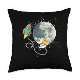 Meme Stock Diamond Hands To The Moon Meme Stock Rocket Space Kitty to The Moon Throw Pillow, 18x18, Multicolor