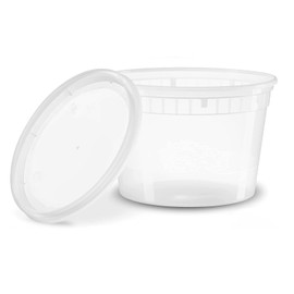 Mr. Miracle 16 oz Clear Deli Containers with Lids. Pack of 12. Airtight Reusable Plastic Food and Multi-Purpose Containers. Microwave, Freezer and Dishwasher Safe