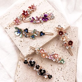 6PCS Colorful Vintage Flower Design Metal Hair Barrette Tige Boule Accessories Women Girls