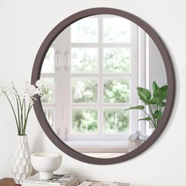 JJUUYOU Round Wall Mirror Small Circle Mirror for Bathroom, Circle Mirror Farmhouse Small Wall Circular for Wall Wood Frame Mirror for Living Room, Bedroom, Dorm, Entryway and More