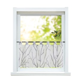 ESLIR Modern Bistro Curtain, Kitchen Curtains, Transparent Curtains with Loops, Short Curtain, Voile, Pack of 1