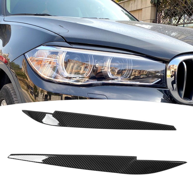 Pair Left Right Headlight Eyebrow Car Light Eyelids Carbon Fiber