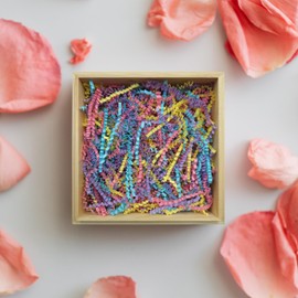 BOXHOME Shred Paper Filler (1/2LB) Crinkle Cut Paper for Wrapping & Filling Gift Baskets and Gift Boxes - Macaron Color: Light Pink, Purple, Green and Yellow