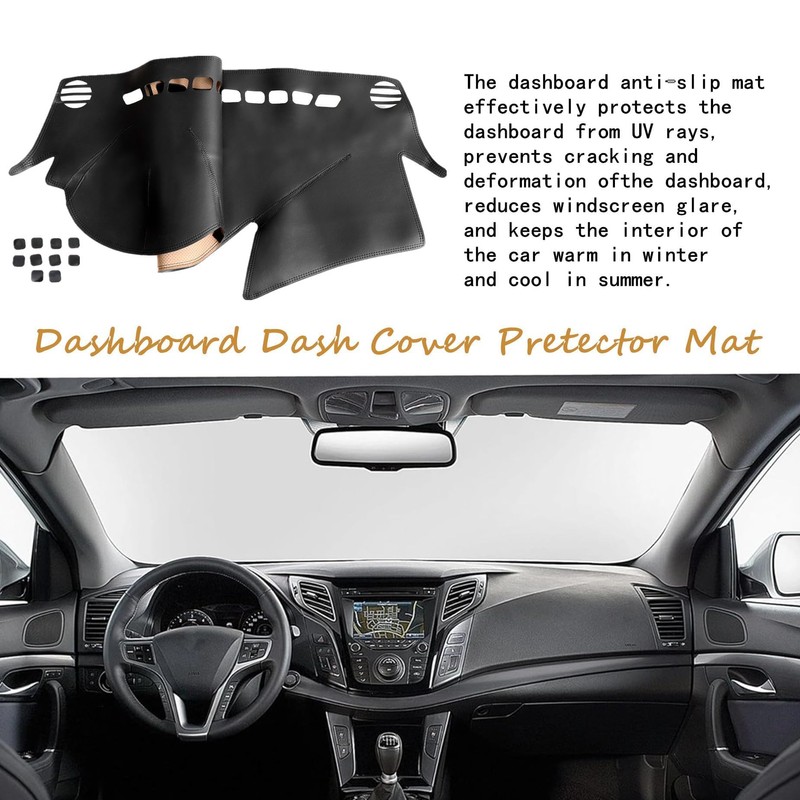 SecosAutoparts Black line Leather Dashboard Dash Cover Pretector Mat Compatible