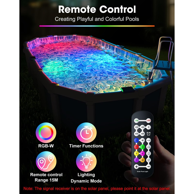 Vovamo Solar Pool Lights,Underwater IP68 Pool Lights with 8-Color Changing