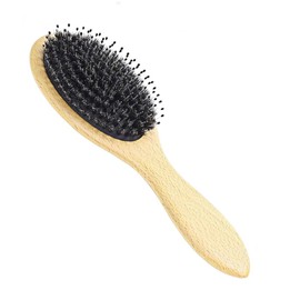 Boar Bristle Hair Brush with Nylon Pins, Antistatic Bamboo Styling Brush Reduces Hair Breakage Natural Hair Brush with Improvement of Hair Texture Paddle for Detangling, Improving the Hair Texture