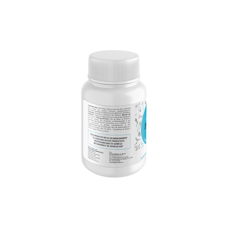 Zinc, Vitamina A y Linaza, Cápsulas 500 mg, 60 Cápsulas