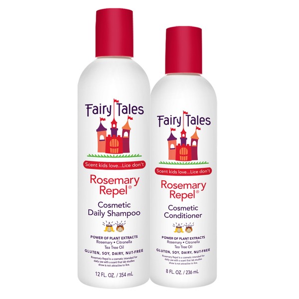 Fairy Tales Rosemary Repel Daily Kids Shampoo, 12 fl oz.. and Conditioner, 8 fl oz. Duo– Kids Like the Smell, Lice Do Not