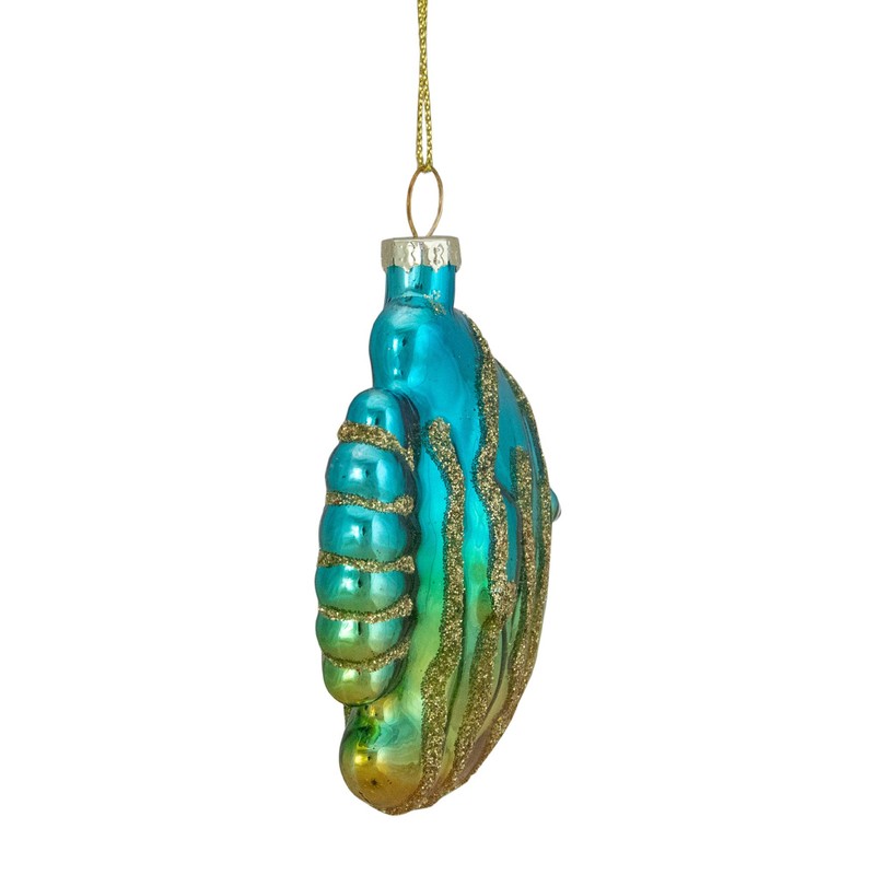 Northlight Tropical Fish Glass Christmas Ornament - 3" - Turquoise