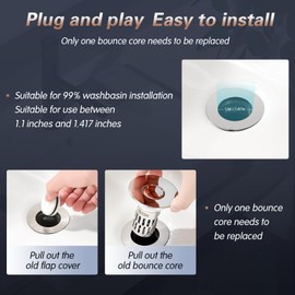 2Pcs Stainless Steel Floor Drain Filter, Universal Pop Up Sink Drain Strainer,for US 1.15-1.45" Universal Replacement, Bathroom Sink Stopper Hair Catcher with Removable,with Basket Hair Catcher