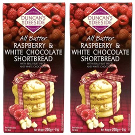 Duncan's of Deeside Duncan’s of Deeside Shortbread Cookies Pack of 2 – Raspberry White Chocolate Shortbread 7 Ounce, Gourmet Cookies