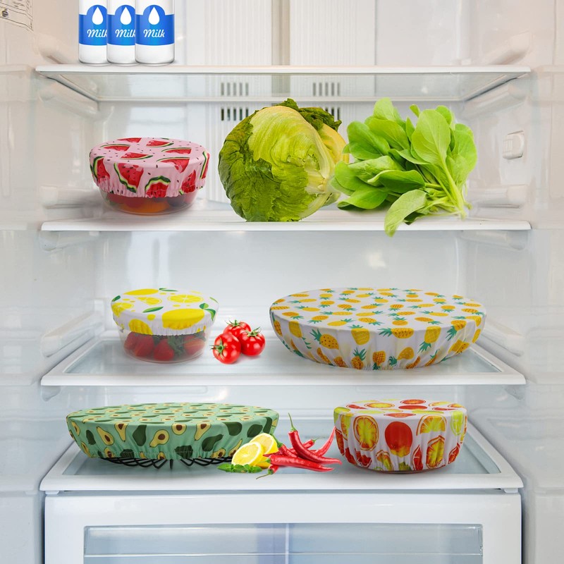 10Pcs Reusable Bowl Covers In 5 Size, Stretch Cloth Fabric