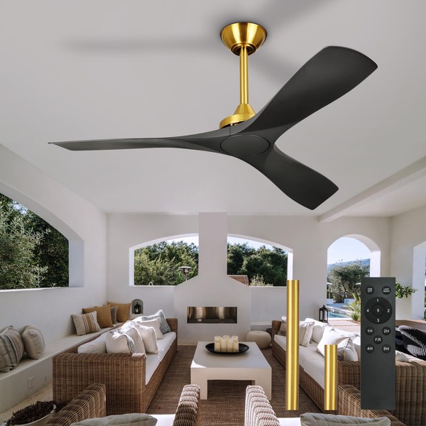BvenuBigLite Modern Ceiling Fan with Remote: Black and Gold Ceiling