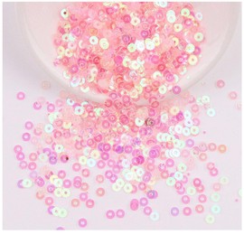 Rockreyoa 30 Colours Loose Sequins, Round Embroidery Rainbow Sequins with Holes for Crafts, DIY Crafts, Sewing, Jewellery, Crafts, Decorations, No. 19, Transparent, Light Pink, 4 mm