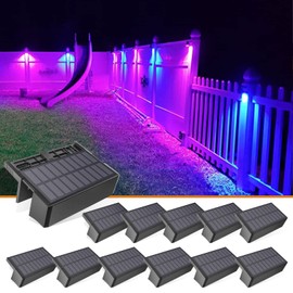 VOLISUN 12-Pack 1800mAh Outdoor Solar Fence Lights - Waterproof LED Color Glow for Step, Railing, Wall, Stairs