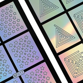Winstonia Nail Art Vinyls Guides Ultra Thin Cute Easy Manicure Stencils Assorted Designs Sticker Sheet (43: Stars & Striped Triangles & Squares)