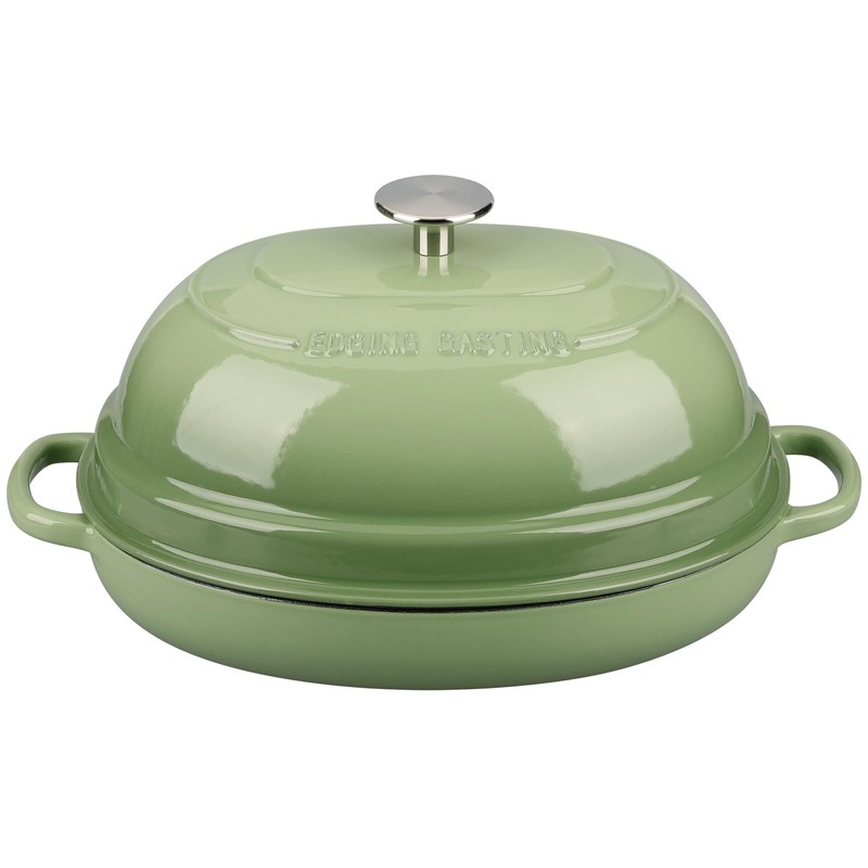 EDGING CASTING Enameled Oval Cast Iron Dutch Oven Pot with