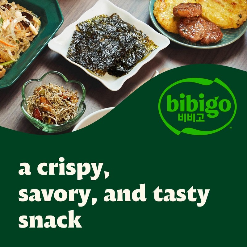 Bibigo Organic Korean BBQ Flavored Seaweed Snacks, 24 Individual Packets,