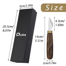 DIUDUS Leather Bevel Head Cutting Knife, Leather Skiving Knife with Smooth Rosewood Handle, Leather Working Tools Leather Craft Cutting Knife Beveler for DIY Leathercraft Forging Cutting
