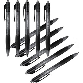 Q-Connect Retractable Ballpoint Pen Medium Black (Pack of 10)