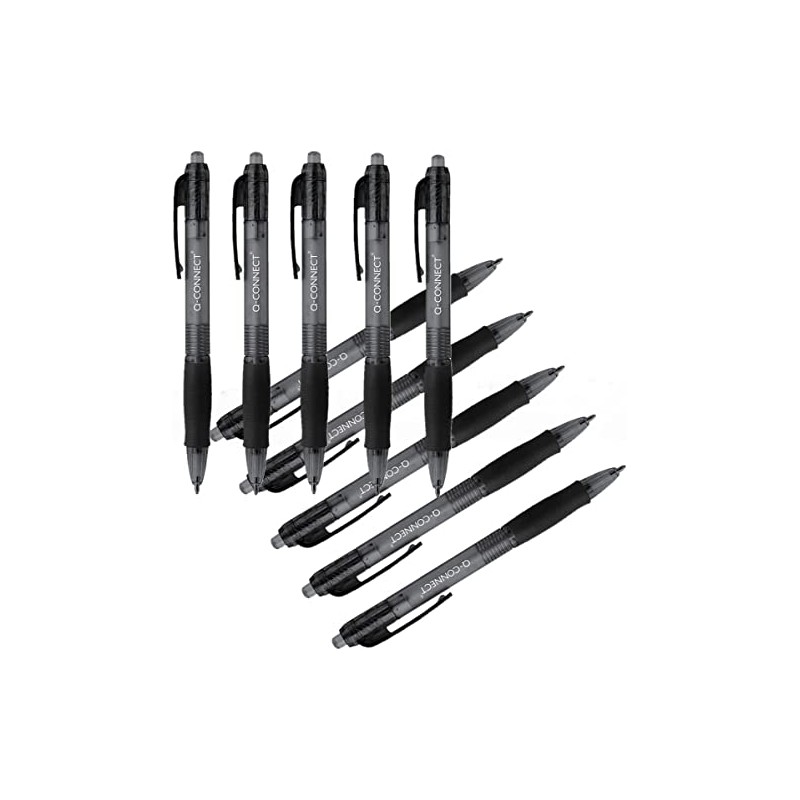 Q-Connect Retractable Ballpoint Pen Medium Black (Pack of 10)