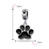 925 Silver Black Enamel Dog Paw Animal Dangle Bead Charm