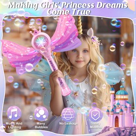 Britik Bubble Wands for Kids Toys for 3 4 5 6 Years Old Girls: Light Up Bubble Wand Toys for 4 Year Old Girls Princess Bubble Wand Little Girl Toys Age 4-5 Outdoor Toys Gifts for Girls 4-6