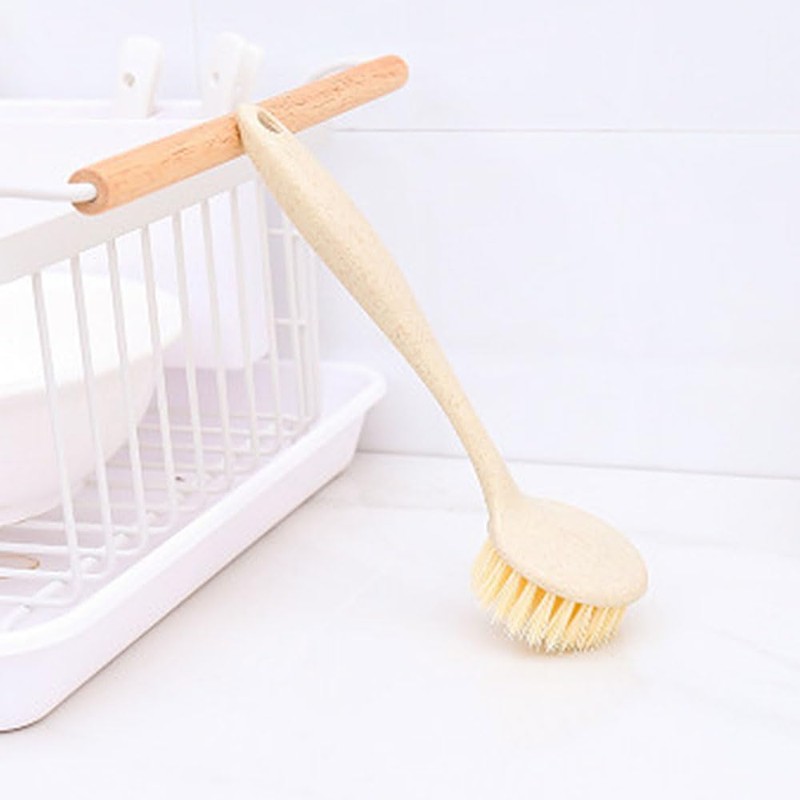 3 Pcs Kitchen Dish Brush Bamboo Handle Dish Scrubber Scrubber
