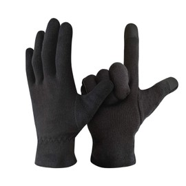 EvridWear Guantes de belleza hidratantes para pantalla táctil 100% algodón con puño elástico, guantes de terapia cosmética natural para eccema, spa, cuidado de manos secas durante la noche (negro, pequeño), 2 pares