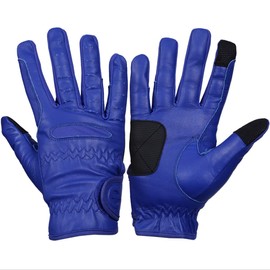 eGlove EQUEST GRIP PRO Leather Touchscreen Horse Riding Gloves (Royal Blue, Large)