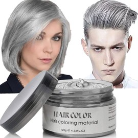 Acosexy Grey Hair DyeTemporary Hair Wax,4.23oz Instant Hairstyle Mud Cream, Natural Hair Coloring Wax Material Disposable Hair Styling Clays Ash for Cosplay,Party,Masquerade, Halloween.etc (Sliver)