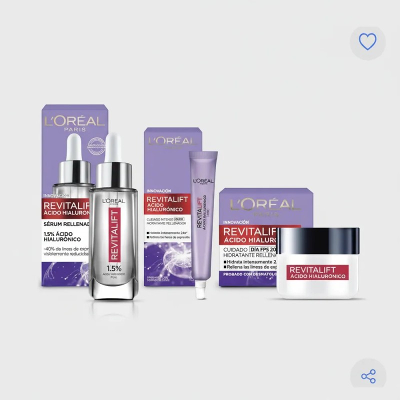 Kit Loréal Revitalift Ácido Hialurónico Suero + Crema + Ojo