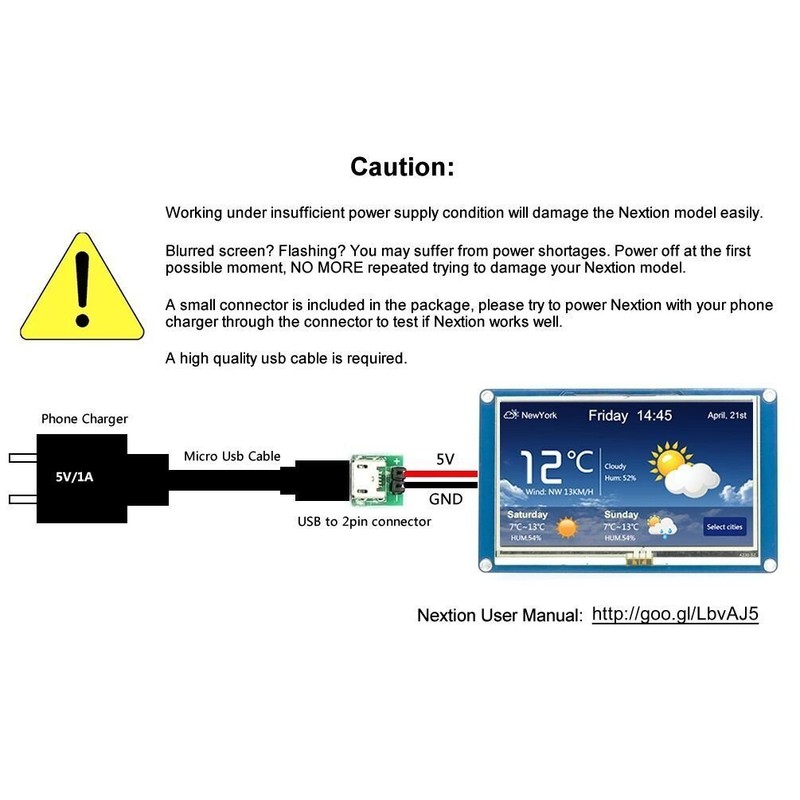 Aihasd English Version Nextion 3.2'' UART HMI Smart LCD Touch