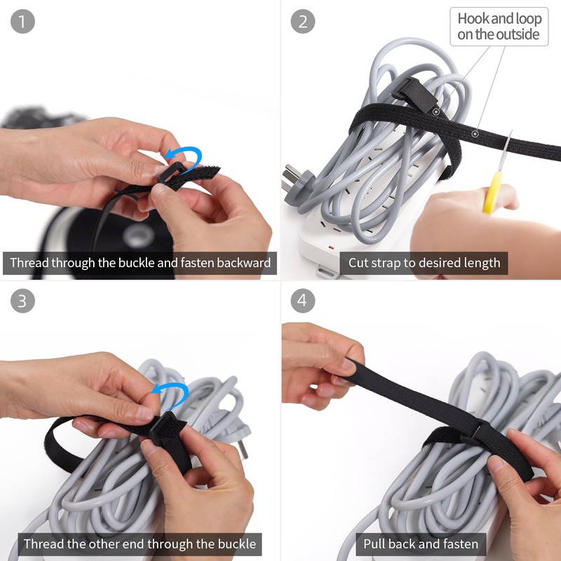 Trilancer 10M x 2CM Reusable Cable Ties, Adjustable Hook and
