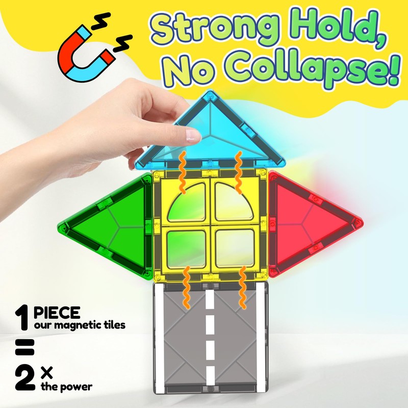 Oriate City Road Set Magnetic Tiles, Rolling Rescue Toy Cars