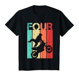 Dirt Bike 4th Birthday Boy Girl 4 Year Old Biker T-Shirt