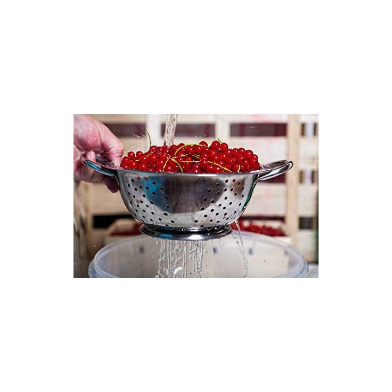 Acense Stainless Steel Colander, Steel Base/Handle, Quick Draining, Multiple Micro-Perforations,